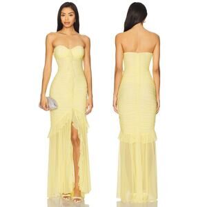 Majorelle Giules Strapless Gown Mesh Ruffle Ruched Formal Cocktail Prom Party XS